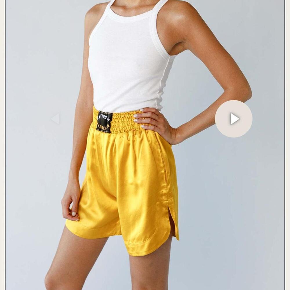 Antidote yellow gold satin boxing shorts